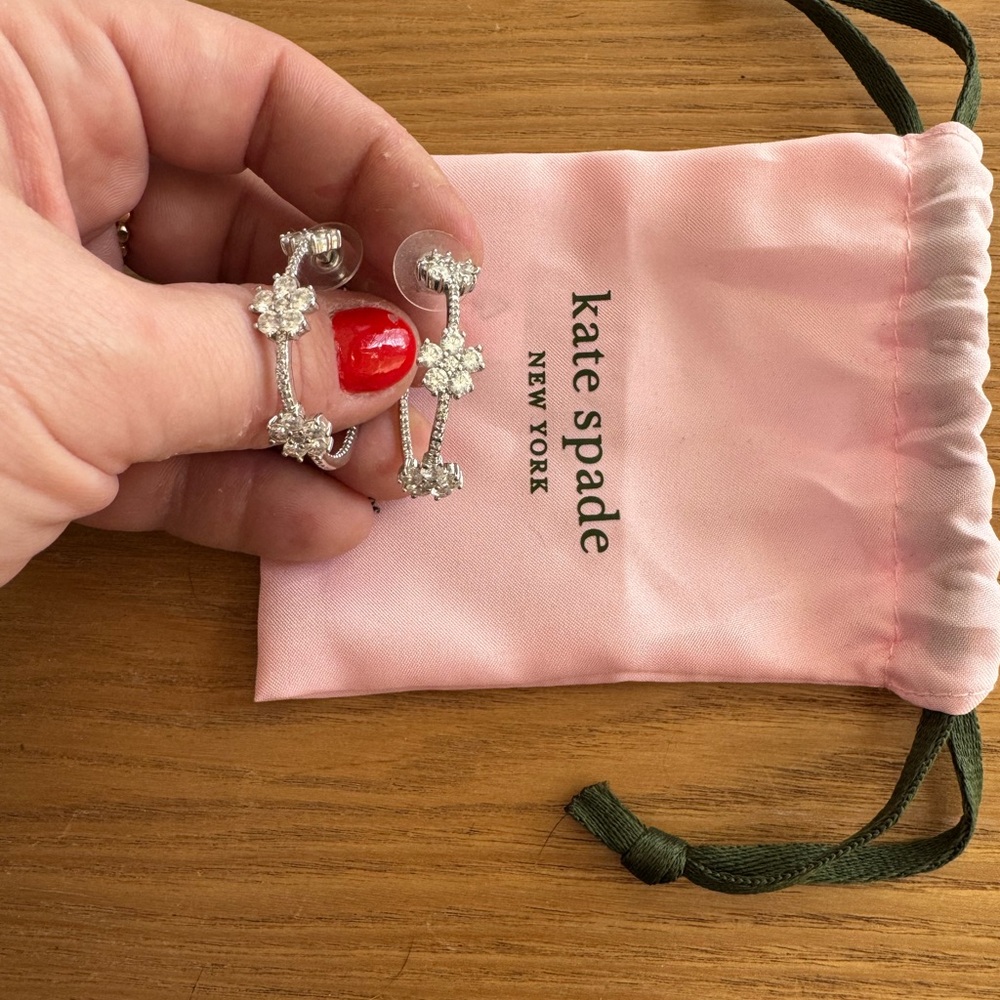 Kate Spade Silver Floral Hoop Earrings